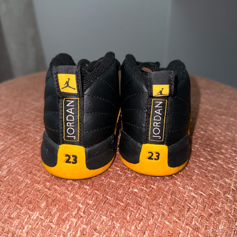 Jordan 12s  black and yellow baby shoes